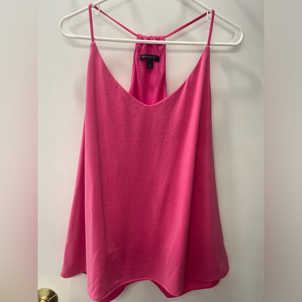 Banana Republic Fuchsia V-Neck Racer Back Tank Top Size XL